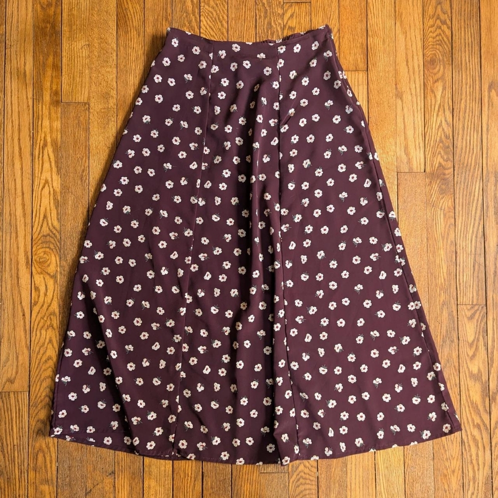 Vintage 90's Floral Pattern Midi Skirt